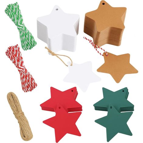 Etiquettes De Cadeau En Forme D Étoile - 160 Pièces - 6 Cm - En Carton - Pour Emballage Cadeau Noël - Décoration Arbre Et Fête (1/5)