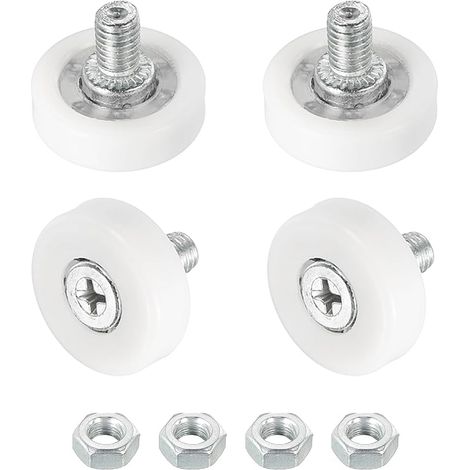 Nylon Drawer Casters Replacement Cabinet Drawer Casters Drawer Positioning Wheels with 22mm Bearings Slide Guides with Nuts Pack of 4 (1/5)