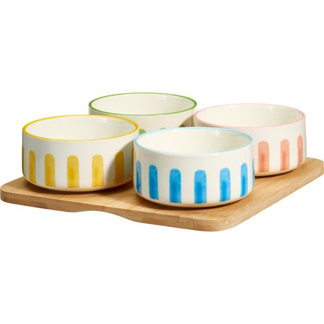 Ensemble de bols à snacks FIKA, 4 x 230 ml, plateau en bambou