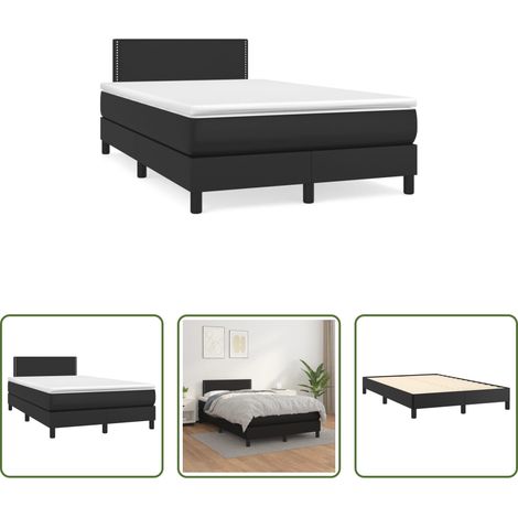 vidaXL Sommier à lattes de lit avec matelas noir 120x190 cm similicuir (1/5)