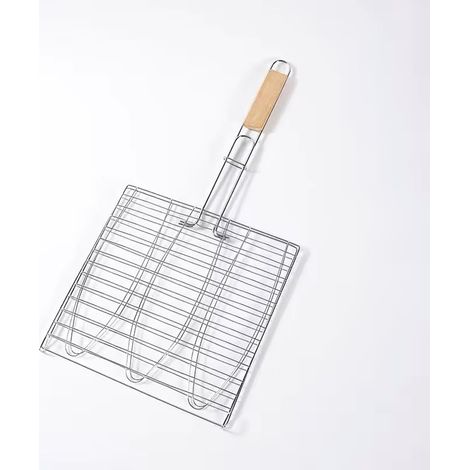 Panier Barbecue - Lot de 2 - Acier Inoxydable - Grille Pliable - Cuisson Poissons Légumes - Poignée Amovible (1/5)