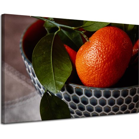 Impression sur toile « Oranges de cuisine » 120x80 cm, Fruits dans un panier