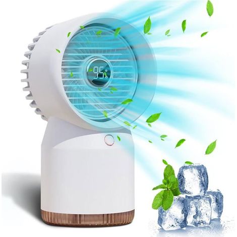 HONORNIC - Petit ventilateur de refroidissement avec 3 minuteries et 4 vitesses, rafraîchisseur d'air et veilleuse pour la maison et le bureau.