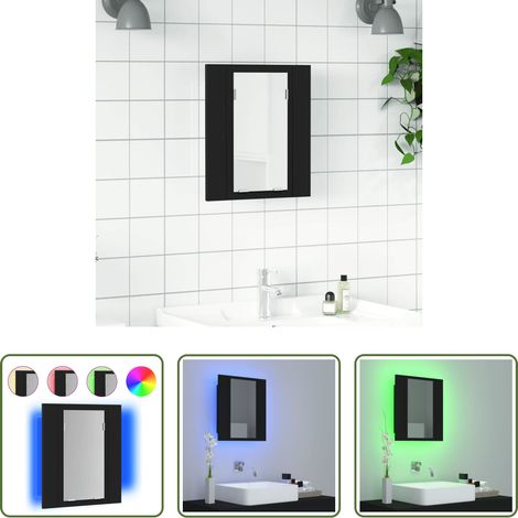 vidaXL Lumière RVB - Armoire à miroir de salle de bain LED Noir 40x12x45cm Acrylique (1/5)