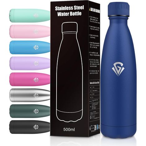 Gourde Inox 500ml - 1 Unité - Acier Inoxydable - Isolation Double Paroi - Bureau Sport Voyage - Argent (1/5)
