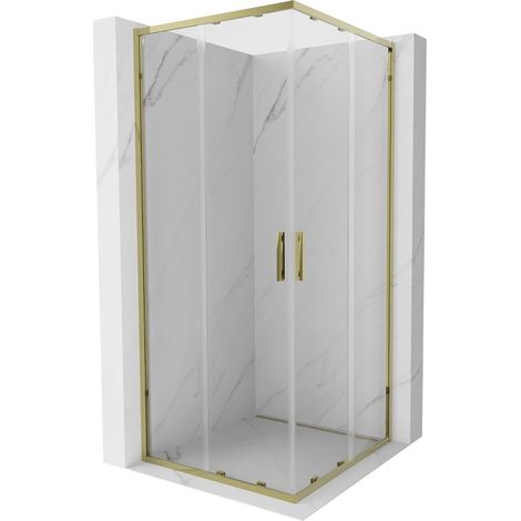 Mexen Exo quadratische Duschkabine, verschiebbar, 100 x 100 cm, transparent, gold - 8111-100-100-50-00