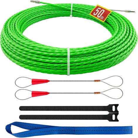 Aiguille Electricien 50m-Tire Fils Electrique,Tire Cable,Spirale Rétractable,Tire Fil,Ressort Pour Câbles et Installations Electriques（50m,Φ4,5 mm） (1/5)