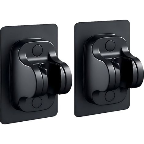 No Drilling Hand Shower Holder, Wall Mounted Shower Head Holder with Adjustable Angle, Waterproof, Strong Adhesive, Universal Shower Bracket for Bathroom (Black 2PCS) (1/5)