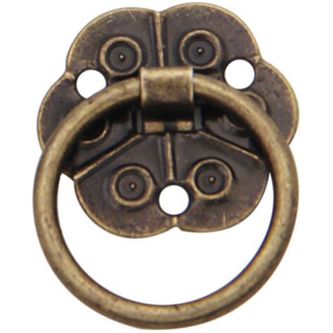 Lot de 20 poignées de porte en forme d'anneau - Style vintage antique - Pour meubles de maison, placard, tiroir, portes (2 x 2 cm) (1/4)