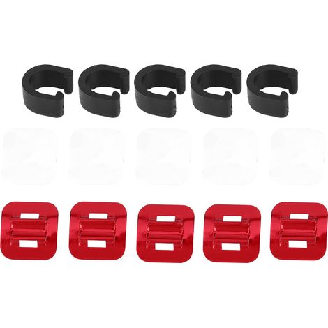 Kit de 5 attaches de cadre vélo pour câbles et durites de frein - Rouge (1/5)