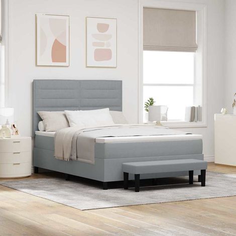vidaXL Cama tipo Box Spring con cabecera Gris Claro 140 x 200 cm tela (1/5)