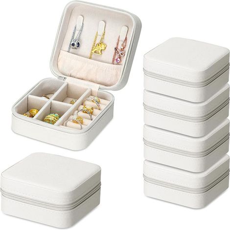 Lot de 6 petites boîtes à bijoux de voyage compactes pour demoiselle d'honneur , parfait pour une utilisation à la maison , au bureau , dans les expositions de bijoux (1/5)