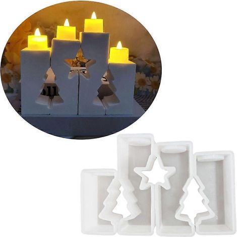 Moule en silicone pour bougeoirs, bougeoirs 3D en forme d'arbre, porte-bougies chauffe-plat pour Noël (1/4)