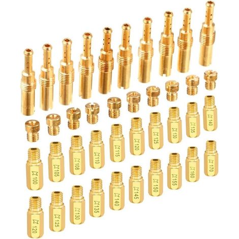 40-piece carburetor jet kit for Keihin OKO CVK KOSO PE PWM carburetors (30 main jets and 10 slow pilot jets), with carburetor cleaning brush kit (1/4)