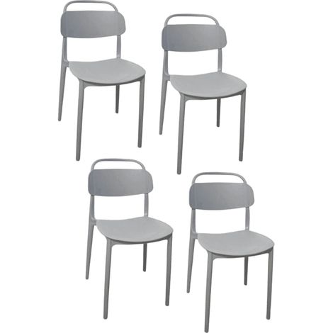 Kit 4 sedie polipropilene cucina bar ristorante sedia interno esterno grigio cue211