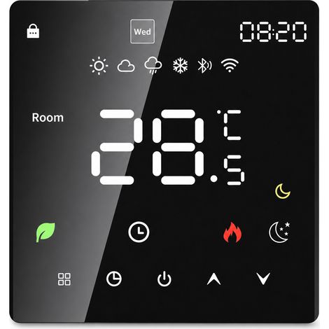 Thermostat d'Ambiance 3A sans WiFi Noir pour Chauffage à Eau et Chaudière Murale (1/5)