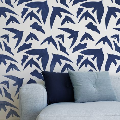 Papier peint panoramique Birds, Bleu 170 x 250cm (1/5)
