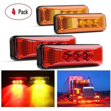 Feux de gabarit latéraux avant et arrière à 3 LED de 3,9 pouces pour remorque de camion, feux de gabarit étanches à montage en surface (rouge, orange)
