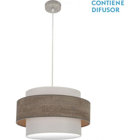 Colgante Myriam 2xe27 Niquel/madera Gris Regx50x50 Cm