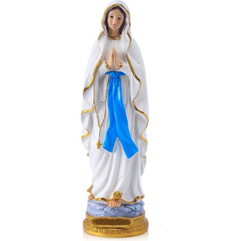 Statue Vierge Marie Lourdes 22cm en Résine, Sainte Vierge Religieuse pour Prière, Autel, Communion, Baptême, Sculpture Notre Dame (1/5)