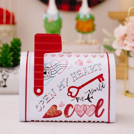 Boîte À Lettres En Fer Blanc - Design Cœur Ouvert - Pour Lettres D'amour Et Confiseries - 13,5 x 9,5 x 8 cm - 1 Pièce (1/4)