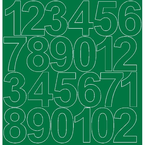 Pegatinas autoadhesivas con números de 12 cm, color verde brillante.