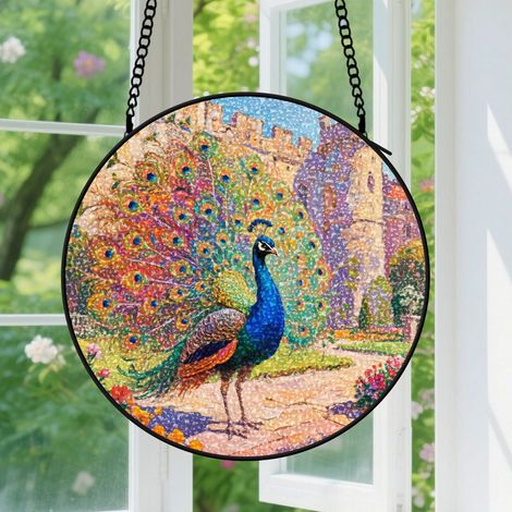 Suspension en vitrail, attrape-soleil élégant coloré, décoration maison fenêtre, cadeau Fête des Mères, Anniversaire pour femme, homme, sœur 9cm (1/5)