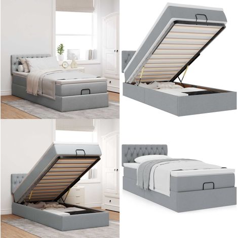 vidaXL Ottoman-Bett mit Matratze Hellgrau 80x200 cm Stoff (1/5)