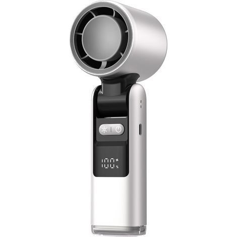 3-in-1-Akku-Turboventilator (4000 mAh), tragbar, Mini-USB-Ventilator mit 100 Geschwindigkeitsstufen, integrierter LED-Leuchte und bis zu 14 Stunden Akkulaufzeit – Weiß (1/5)