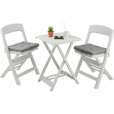 Set Salotto da Esterno Cassville, Salottino Outdoor 2 Posti, un Tavolino Made in Italy, Bianco