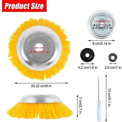 Spazzola per diserbo da 20 cm per decespugliatori, testina in nylon, testina rotante rotonda, per prato, giardino e attrezzi agricoli (1/3)