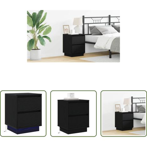 vidaXL USB-Ladebuchse - Nachttisch Schwarz Eichen-Optik 39 x 34,5 x 50 cm Holzwerkstoff (1/5)