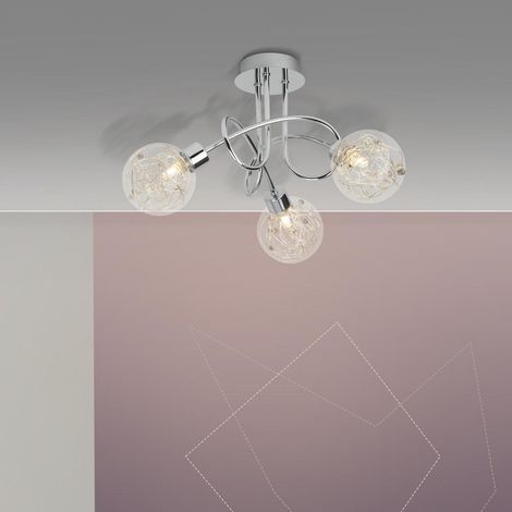 BRILLIANT Lampe Joya Deckenleuchte 3flg chrom 3x QT14, G9, 33W, geeignet für Stiftsockellampen (nicht enthalten) Dekodraht im Glas (1/3)