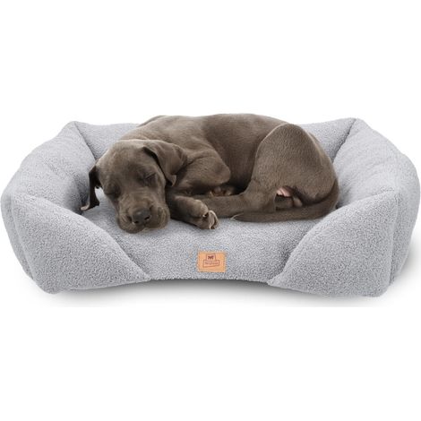 Coussin pour Chien de Taille Moyenne, Panier pour Chat, Tissu bouclé synthétique Lavable, Rembourrage Moelleux, 78 x 56 x h 22 cm. Gris (1/5)