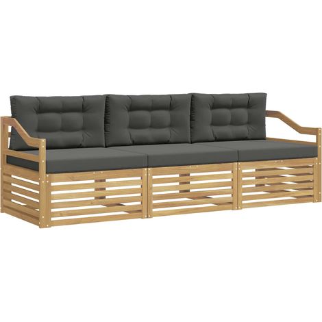 Outdoor-Sofagarnitur 3 stk. Weiß und Anthrazit Polyester vidaXL