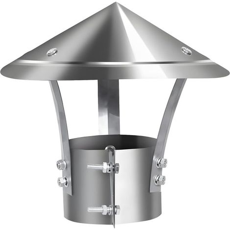 (Argent) Chapeau Cheminée, Acier Inoxydable 201, Résistant au Vent et à la Pluie, Couvercle de Cheminée de 200 mm de Diamètre, Adapté aux Tuyaux de 80 mm de Diamètre (1/5)