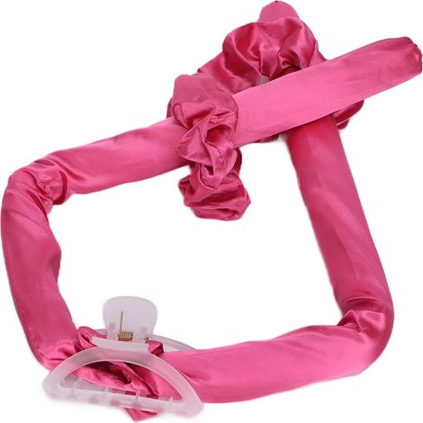 Serre-tête Curl Sans Chaleur en Mousse Douce avec Pinces, Boudin à Boucler pour Cheveux Longs Ondulés Naturels, Rouge Rose (1/5)