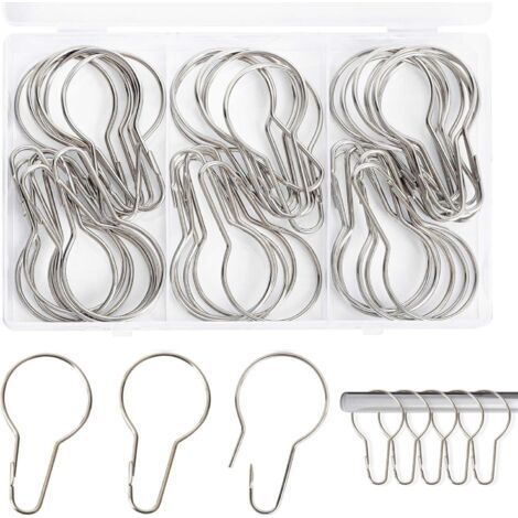 (Argent)40 Pièces Anneaux de Rideau de Douche, Anneaux pour Rideaux, pour Salle de Bain, Salon, Chambre à Coucher (1/5)