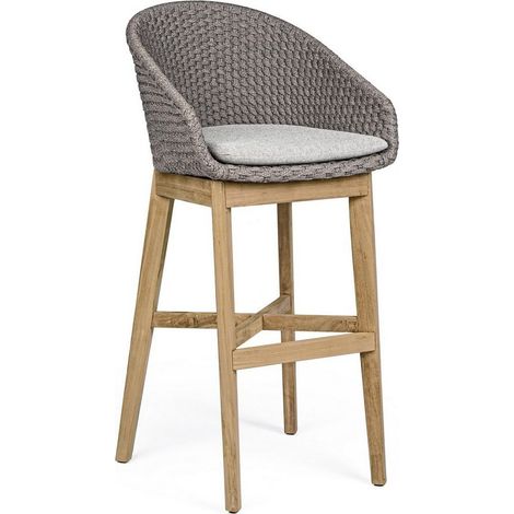 Sgabello da bar "Coachella" con seduta in alluminio, cuscino comodo per esterno -Stone (1/5)