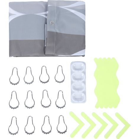 [Cortina de ducha] [Juego] [Hostelería] Cortina de ducha de poliéster impermeable de 180 x 200 cm con ojales inoxidables, lavable a máquina, forro grueso para baños (1/5)
