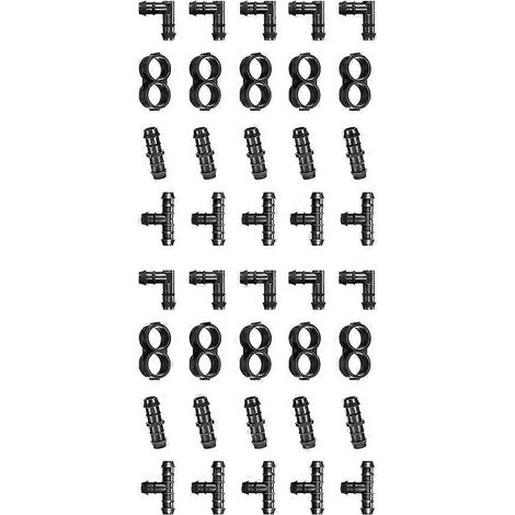 Kit de 80 raccords d'irrigation goutte à goutte professionnels pour jardin, noir (1/5)
