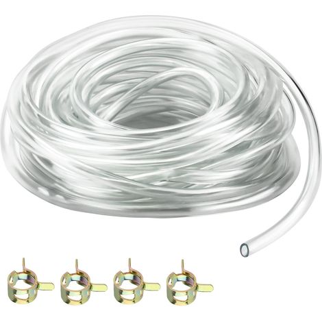 Tube PVC Silicone 5M, Tuyau Transparent de Pression 8mm ID x 11mm OD, D'Oxygène D'Aquarium, de Carburant, D'Huile, Avec 4 Colliers de Serrage (1/5)
