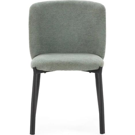 TILO - Lot de 2 chaises pieds en métal noir - Vert (1/5)