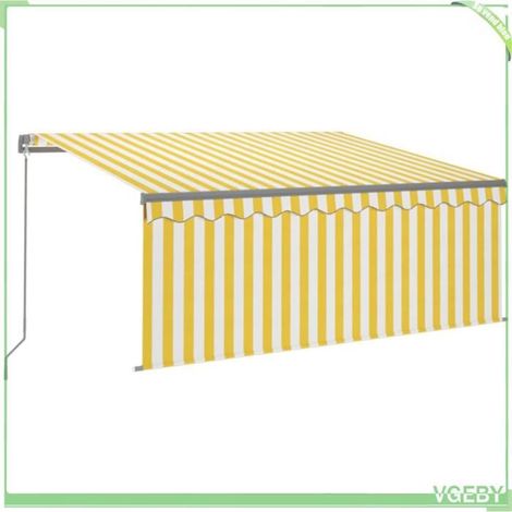 Auvent rétractable - FAFEICY - 3069378 - 3 x 2,5 m - Jaune et blanc - Manuel (1/5)