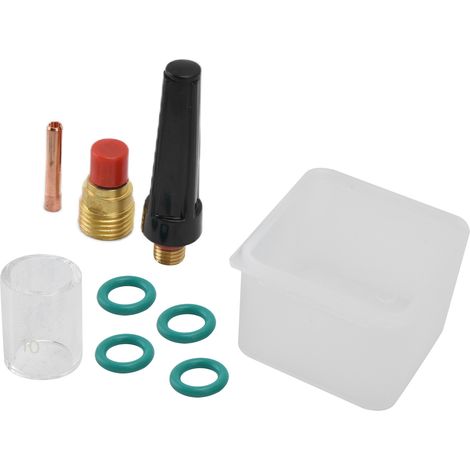 Kit de 8 pièces pour torche de soudage TIG : lentille à gaz, coupelle en verre résistant à la chaleur et joint d'étanchéité pour WP-9/20/25 (1/5)