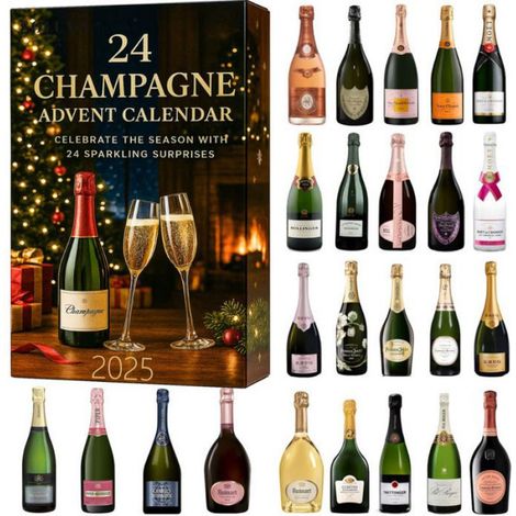 Calendrier de l'Avent de Noël, boîte surprise + panneau plat en acrylique + couleur champagne