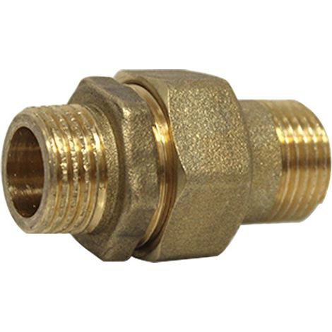 Arcanaute – Raccord laiton union droit 3 pièces Mâle/Mâle Ø1/2'' (15/21) – Résistant à la corrosion – Pour transport d'eau potable (1/4)