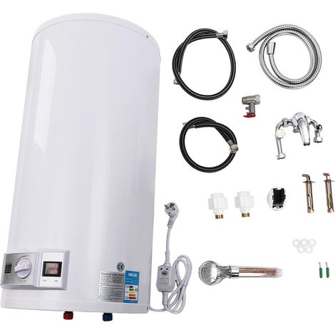 80L Speichertank, Boiler, Elektrischer Warmwasserspeicher, 220V Wand-Warmwasserbereiter-Dusche, wasserboiler, mit Duschvorrichtung und Auslaufschutz (1/5)