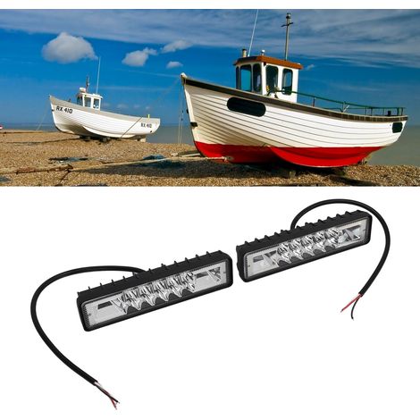 (Lumière jaune + lumière blanche + lumière jaune) Une paire de projecteurs de travail LED 12-85V 48W pour voitures, motos, camions tout-terrain, tracteurs et bateaux. (1/5)