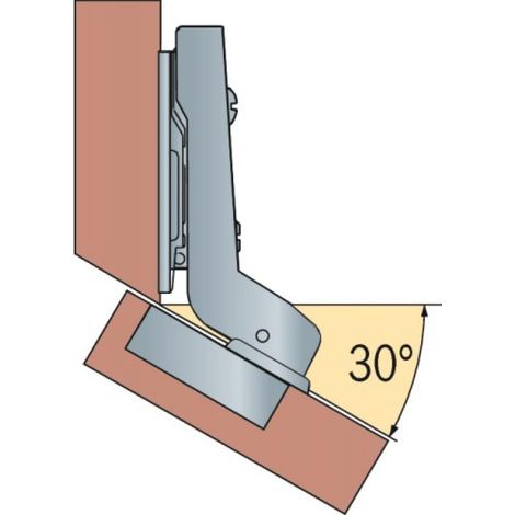 Charnières invisibles 95° - Intermat 9936 W30 - boîtier à visser - entraxe 52 mm - coudure 7 mm - HETTICH